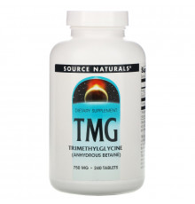 Source Naturals, ТМГ, Триметилглицин, 750 мг, 240 таблеток