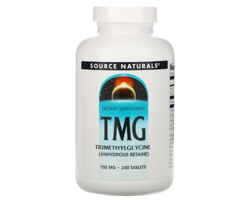 Source Naturals, ТМГ, Триметилглицин, 750 мг, 240 таблеток Source Naturals, ТМГ, Триметилглицин, 750 мг, 240 таблеток