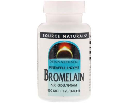 Source Naturals, Бромелаин, 600 ГДУ / г, 500 мг, 120 таблеток Source Naturals, Бромелаин, 600 ГДУ / г, 500 мг, 120 таблеток