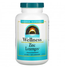 Source Naturals, Wellness, Цинковые пастилки, персик и малина, 23 мг, 120 пастилок