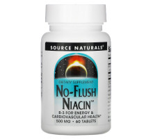 Source Naturals, Ниацин - никотиновая кислота без приливов жара, 500 мг, 60 таблеток
