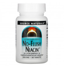 Source Naturals, Ниацин - никотиновая кислота без приливов жара, 500 мг, 60 таблеток