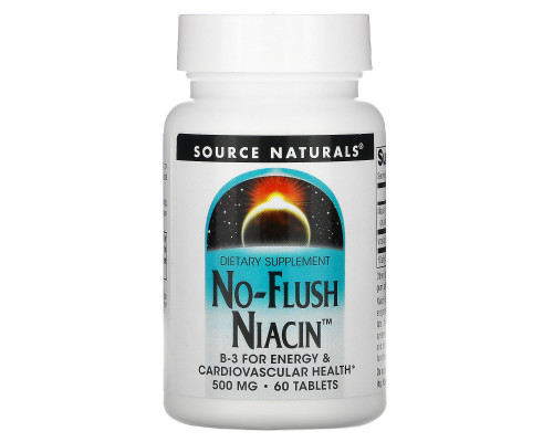 Source Naturals, Ниацин - никотиновая кислота без приливов жара, 500 мг, 60 таблеток Source Naturals, Ниацин - никотиновая кислота без приливов жара, 500 мг, 60 таблеток