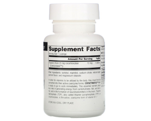 Source Naturals, Коэнзимированный витамин B-1, 60 таблеток Source Naturals, Коэнзимированный витамин B-1, 60 таблеток