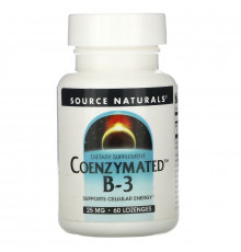 Source Naturals, Коферментный B-3, под язык, 25 мг, 60 таблеток
