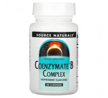 Витамины группы B Source Naturals, комплекс ферментированных витаминов группы B, со вкусом перечной мяты, 60 таблеток для рассасывания