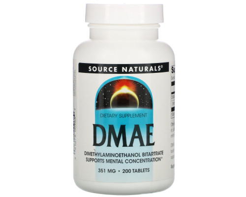 Source Naturals, ДМАЭ, 351 мг, 200 таблеток Source Naturals, ДМАЭ, 351 мг, 200 таблеток