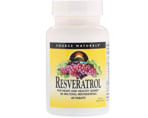 Source Naturals, Ресвератрол, 60 таблеток Source Naturals, Ресвератрол, 60 таблеток