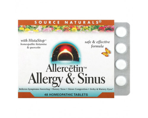 От аллергии Allercetin, Allergy & Sinus, 48 Homeopathic Tablets От аллергии Allercetin, Allergy & Sinus, 48 Homeopathic Tablets