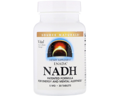 Source Naturals, Никотинамидадениндинуклеотид ENADA, 5.0 мг, 30 таблеток Source Naturals, Никотинамидадениндинуклеотид ENADA, 5.0 мг, 30 таблеток