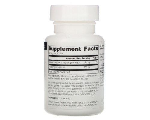 Source Naturals, Сокращенный глутатион, 250 мг, 60 таблеток Source Naturals, Сокращенный глутатион, 250 мг, 60 таблеток