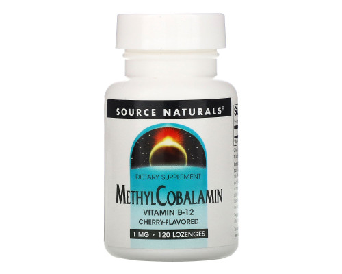 Source Naturals, Метилкобаламин, со вкусом вишни, 1 мг, 120 пастилок Source Naturals, Метилкобаламин, со вкусом вишни, 1 мг, 120 пастилок