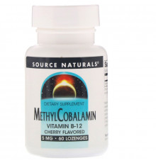 Source Naturals, Метилкобаламин, Вишневый вкус, 5 мг, 60 таблеток
