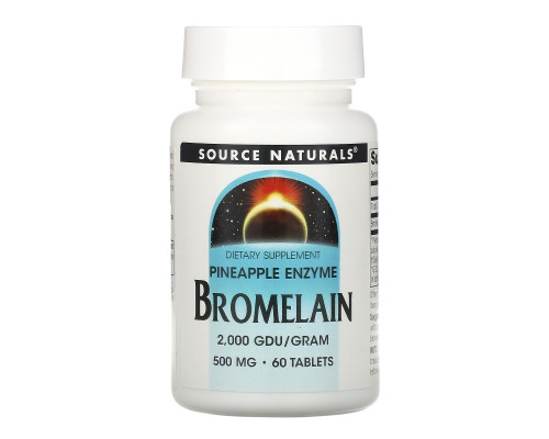 Source Naturals, Бромелаин, 2000 GDU/г, 500 мг, 60 таблеток