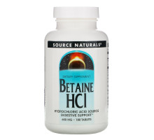 Source Naturals, Бетаина гидрохлорид, 650 мг, 180 таблеток