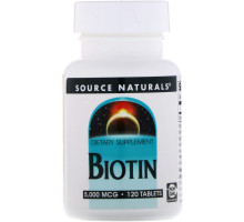 Source Naturals, Биотин, 5 мг, 120 таблеток
