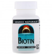 Source Naturals, Биотин, 5 мг, 120 таблеток