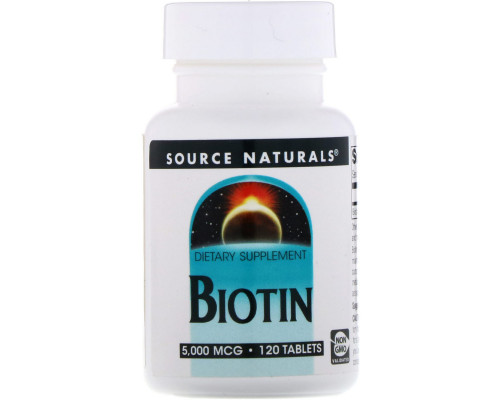 Source Naturals, Биотин, 5 мг, 120 таблеток Source Naturals, Биотин, 5 мг, 120 таблеток