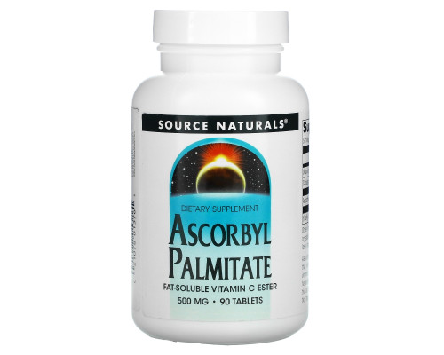 Source Naturals, Аскорбилпальмитат, 500 мг, 90 таблеток Source Naturals, Аскорбилпальмитат, 500 мг, 90 таблеток