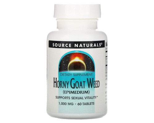 Source Naturals, Горянка крупноцветковая (Эпимедиум), 1000 мг, 60 таблеток Source Naturals, Горянка крупноцветковая (Эпимедиум), 1000 мг, 60 таблеток