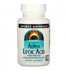 Source Naturals, Альфа-липоевая кислота, ограниченный выпуск, 300 мг, 60 таблеток