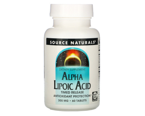 Source Naturals, Альфа-липоевая кислота, ограниченный выпуск, 300 мг, 60 таблеток Source Naturals, Альфа-липоевая кислота, ограниченный выпуск, 300 мг, 60 таблеток