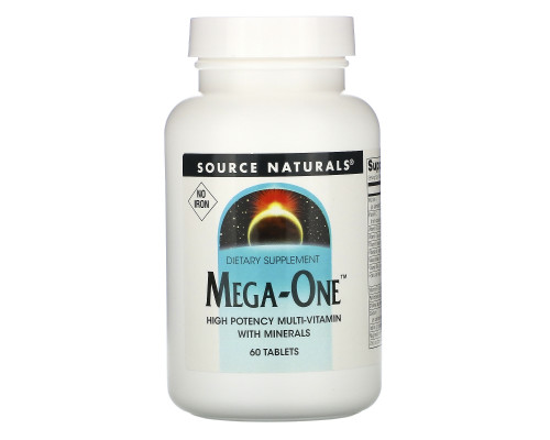 Source Naturals, Мультивитамины Mega-One без железа, 60 таблеток