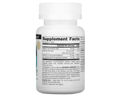 Source Naturals, Advanced Ferrochel, 180 таблеток Source Naturals, Advanced Ferrochel, 180 таблеток