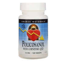 Source Naturals, Поликосанол, с коэнзимом Q10, 10 мг, 120 таблеток