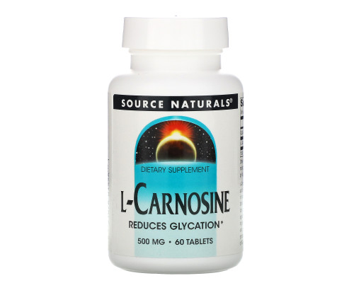 Source Naturals, L-карнозин, 500 мг, 60 таблеток Source Naturals, L-карнозин, 500 мг, 60 таблеток