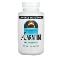 L-карнитин и L-глютамин Source Naturals, L-карнитин, 500 мг, 120 капсул