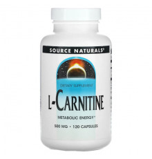 L-карнитин и L-глютамин Source Naturals, L-карнитин, 500 мг, 120 капсул