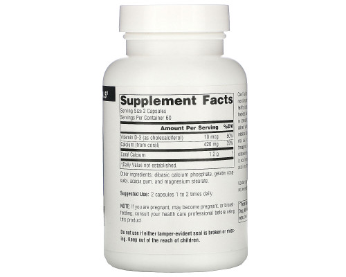 Source Naturals, Коралловый кальций, 600 мг, 120 капсул Source Naturals, Коралловый кальций, 600 мг, 120 капсул