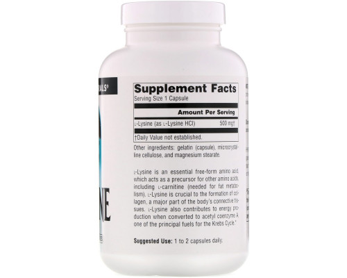 Source Naturals, L- Лизин, 500 мг, 200 капсул Source Naturals, L- Лизин, 500 мг, 200 капсул