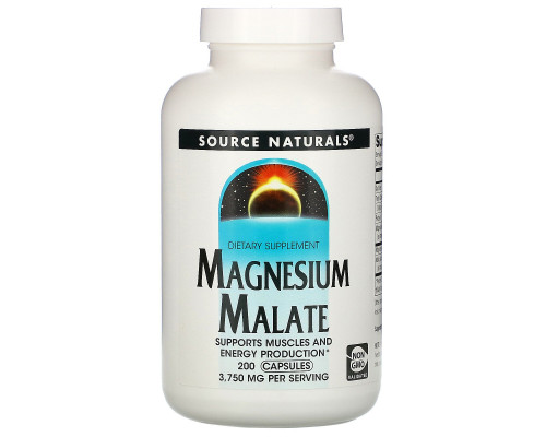Source Naturals, Малат магния, 625 мг, 200 капсул Source Naturals, Малат магния, 625 мг, 200 капсул