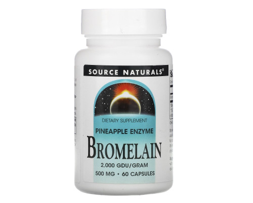 Source Naturals, Бромелаин, 2 000 GDU/г, 500 мг, 60 капсул Source Naturals, Бромелаин, 2 000 GDU/г, 500 мг, 60 капсул