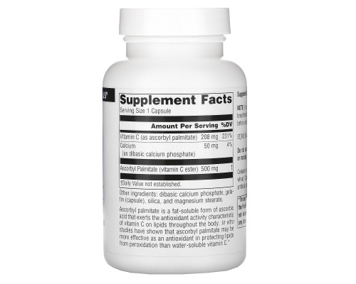Source Naturals, Аскорбилпальмитат, 500 мг, 90 капсул Source Naturals, Аскорбилпальмитат, 500 мг, 90 капсул