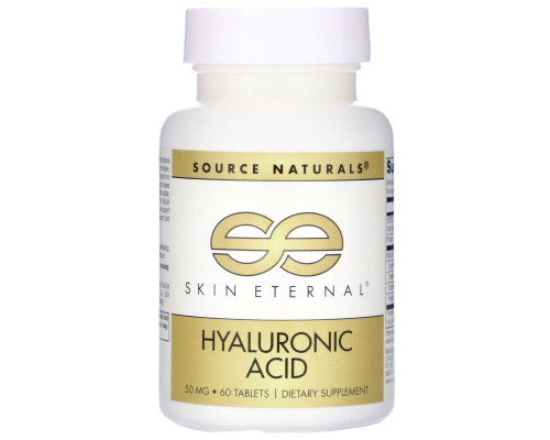 Source Naturals, Гиалуроновая кислота для вечной кожи, 50 мг, 60 таблеток Source Naturals, Гиалуроновая кислота для вечной кожи, 50 мг, 60 таблеток