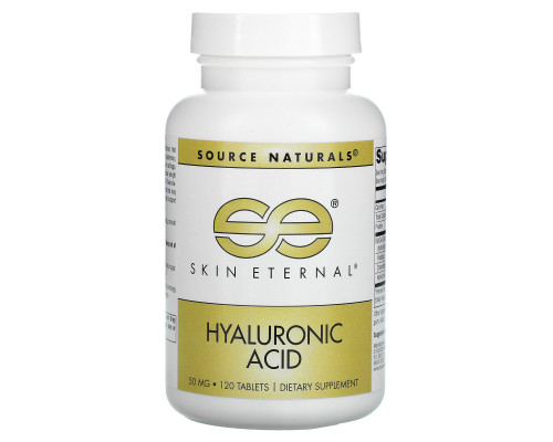 Source Naturals, Вечная молодость кожи, Гиалуроновя кислота, 50 мг, 120 таблеток Source Naturals, Вечная молодость кожи, Гиалуроновя кислота, 50 мг, 120 таблеток