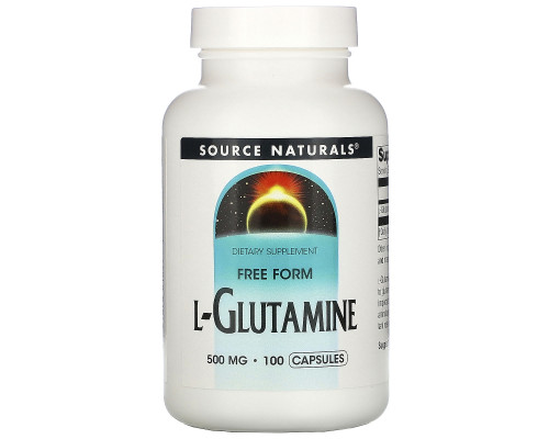 Source Naturals, L-глутамин, 500 мг, 100 капсул Source Naturals, L-глутамин, 500 мг, 100 капсул