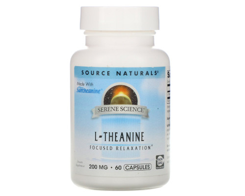 Source Naturals, L-Тианин, 200 мг, 60 капсул Source Naturals, L-Тианин, 200 мг, 60 капсул