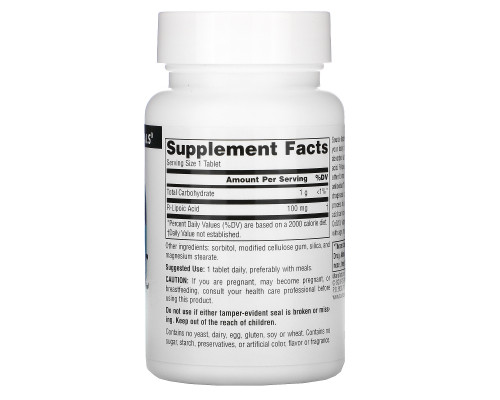 Source Naturals, R-липоевая кислота, 100 мг, 60 таблеток Source Naturals, R-липоевая кислота, 100 мг, 60 таблеток
