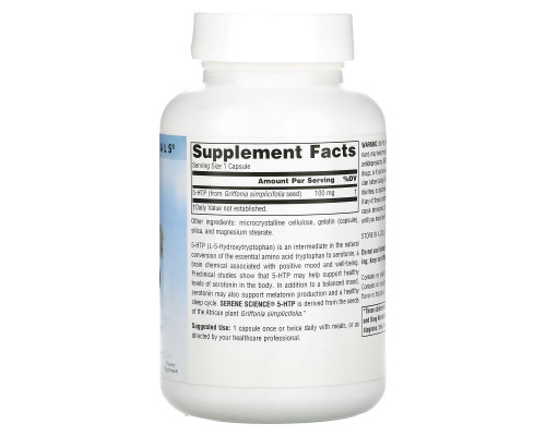 Source Naturals, Serene Science, 5-HTP, 100 mg, 120 Capsules Source Naturals, Serene Science, 5-HTP, 100 mg, 120 Capsules