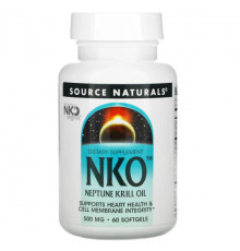 Рыбий жир и Омега 3, 6, 9 Source Naturals, NKO, крилевый жир Neptune, 500 мг, 60 мягких желатиновых капсул