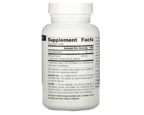 Source Naturals, Парагвайский чай (мате), 600 мг, 90 таблеток Source Naturals, Парагвайский чай (мате), 600 мг, 90 таблеток