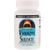Source Naturals, Ванадила сульфат, 10 мг, 100 таблеток