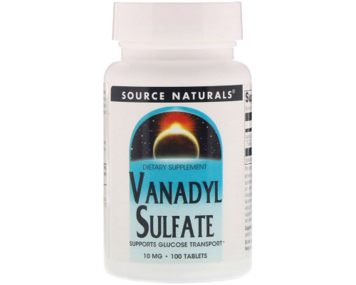 Source Naturals, Ванадила сульфат, 10 мг, 100 таблеток Source Naturals, Ванадила сульфат, 10 мг, 100 таблеток