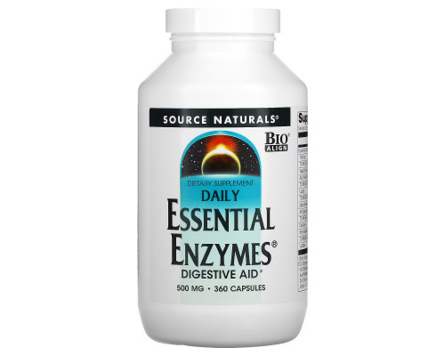 Source Naturals, Daily Essential Enzymes, Digestive Aid, 500 mg, 360 Capsules Source Naturals, Daily Essential Enzymes, Digestive Aid, 500 mg, 360 Capsules