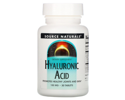Source Naturals, Гиалуроновая кислота, 100 мг, 30 таблеток Source Naturals, Гиалуроновая кислота, 100 мг, 30 таблеток