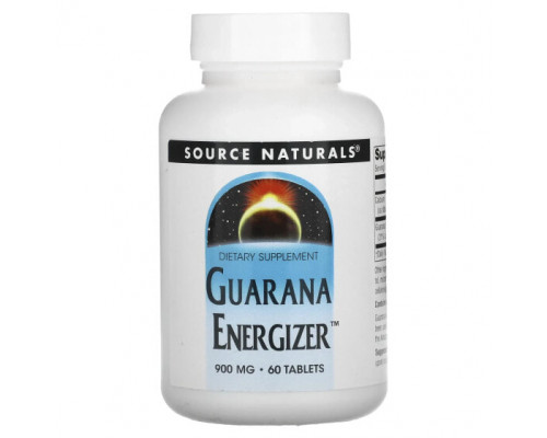Зеленый кофе и гуарана Source Naturals, Guarana Energizer, 900 мг, 60 таблеток Зеленый кофе и гуарана Source Naturals, Guarana Energizer, 900 мг, 60 таблеток